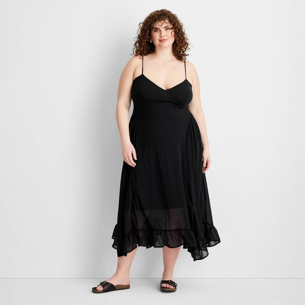Women's Sleeveless Flutter Hem Maxi Dress Black - Picture 5 of 6